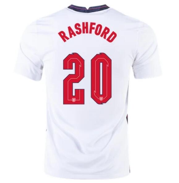 2020 EURO England Home White Soccer Jersey Shirt MARCUS RASHFORD #20